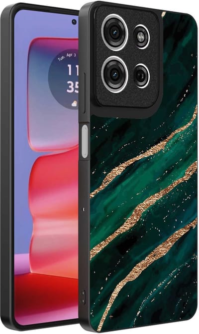 Geschikt voor Motorola Edge 50 Pro Telefoonhoesje met marmer opdruk - TPU backcover case marble design - Groen Goud - Smartphonica geschikt voor Motorola Edge 50 Pro