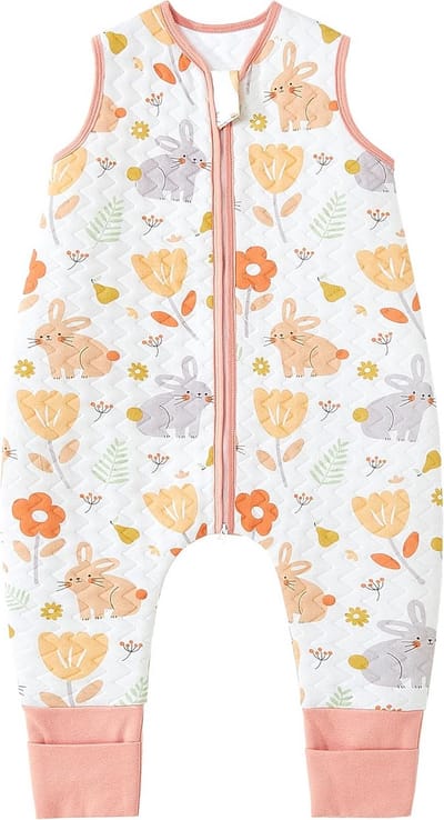Babyslaapzak met voeten - Zomerslaapzak met pijpen - Veilig slapen - Ongewatteerd 100% katoen - 0.5 TOG - Blauw
