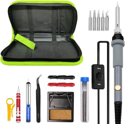Soldeerbout Set - Soldeerstation Hittepen - Elektronische Reparatie - Snelle Opwarming - 60W - Grijs