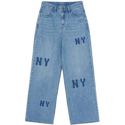 MLB New York Yankees SS26 Vintage Logo Wijde Pijp Losse Pasvorm Jeans Dames jeans 3FDPG0261-50BLL M gray