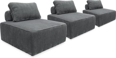 sweeek - Set van 3 fauteuils voor modulaire bank corduroy 1 zitplaats l 90 x b 90 x h 78 cm - lao