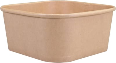 DEPA® Bak - Bamboepapier/PE - 1250ml - saladebak - 170x170x76mm - crème - 25 stuks