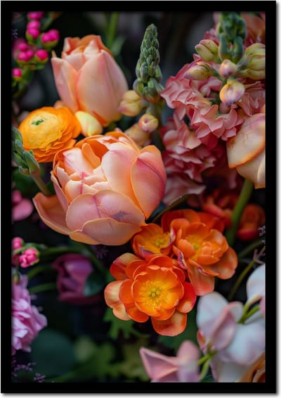 Poster verschillende bloemen en kleuren - 21cm x 30cm a4 - vintage - woonkamer - slaapkamer - bloemen posters - goedkoop - muurposter - natuur - wanddecoratie