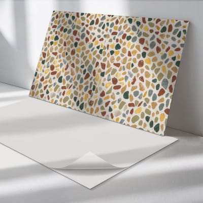 Wallfluent Vinyl Wandpaneel - Steenmozaïekpatroon Vinyl Wandbekleding - 100 cm x 50 cm - Geel PVC wandpaneel - Verpakking van 1 stuk - Rechthoekig Wandbekleding Vinyl - Texturen Wandpaneel - Zelfklevend Muurpaneel - Wandpaneel Keuken en Badkamer