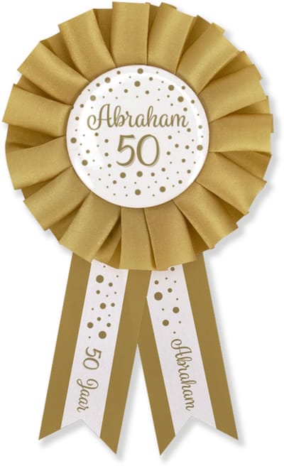 BTH - Broche - 50 Jaar Abraham - Goud-Wit - Pins - Goudkleurige Broche - Verjaardag - Decoratie - Versiering - Buttons