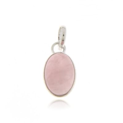SilverGems Zilveren hanger met ovale cabouchon geslepen Rozenkwarts edelsteen