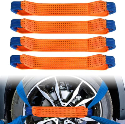 Spanbanden, Autowielband 40cm, Oranje Grote Spanningsbanden van 5cm, Auto Ratelband Weerstaat 5 Ton Spanning, voor Vrachtwagentransport