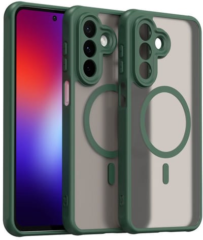 MobyDefend Hoesje - Geschikt voor Samsung Galaxy A27 - Case Geschikt voor MagSafe - Mat Transparant Met Gekleurde Rand - Groen