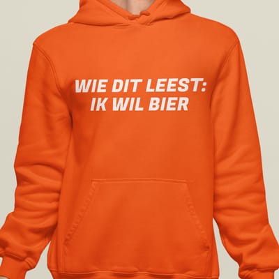 Oranje Koningsdag Hoodie Wie Dit Leest: Ik Wil Bier - MAAT XS - Feestkleding & Carnavalskleding