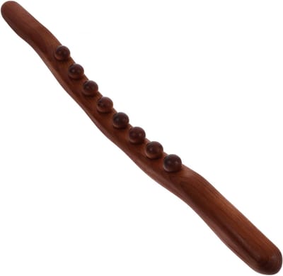 KZQ Houten Gua Sha-stick - Lymfedrainageroller met 8 kralen-20.4 inch - Geschikt voor rug en benen - Houten therapeutische Gua Sha-tool