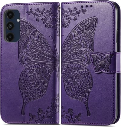 Coverup Hoesje - Geschikt voor Samsung Galaxy A16 Hoesje - Coverup Vlinder Book Case - Donkerpaars