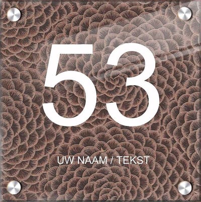 Naambordje voordeur plexiglas 20x20x0,5 cm model 1139 - Huisnummerbordje, naambordjes, naambordje huis, naamplaatjes, huisnummer bord, huisnummer bordje, originele naambordjes voordeur, huisnummerbord met naam, originele huisnummer bord