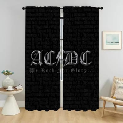Verduisterend Gordijn voor Kamer 2 Panel Rock-ACDCS Moderne Woonkamer Gordijnen Home Interieur Gordijnen Tule voor Slaapkamer Verdeling W50xH70cmx2pcs-CL
