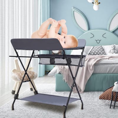 Opvouwbare babyverschoontafel - Luierwisselstation Babyverzorgingstafel - Babyverzorging Thuis - In hoogte verstelbaar - 80x63x96 cm - Grijs