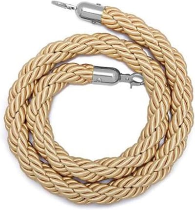 Gevlochten touw - Barrière touw - Publiekscontrole - Met karabijn haken - 150 cm - Champagne