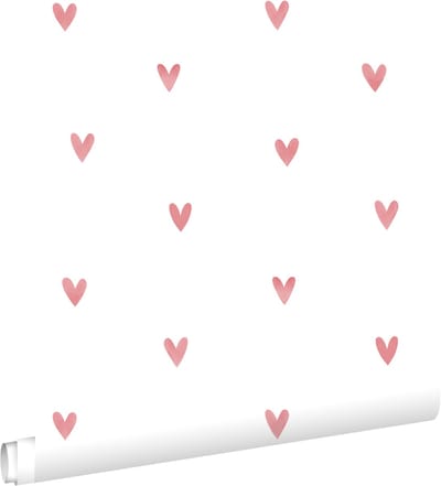 ESTAhome behang hartjes wit en roze - 50 x 900 cm - 131630