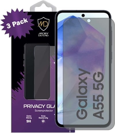 3-Pack MobyDefend Screenprotectors - Geschikt voor Samsung Galaxy A55 - Matte Privacy Glass Screensavers