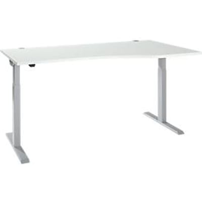 Buro ERGO-T 2.0 - elektrisch in hoogte verstelbaar - vrije vorm aanbouw rechts - B 1800 x H 715-1205 mm - T-voet blank alu - lichtgrijs- ons merk Schäfer Shop Select