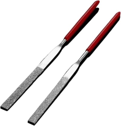 Stalen Vijlenset - Diamantvijlen - Metaal Bewerken - Gehard Staal - 2 Stuks - Rood Handvat