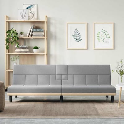 vidaXL - Slaapbank - met - bekerhouders - stof - lichtgrijs