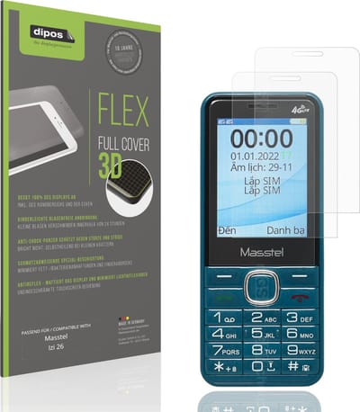 dipos FLEX – 2x Matte Screenprotector geschikt voor Masstel Izi 26 | Volledige Schermbescherming | Case-Friendly