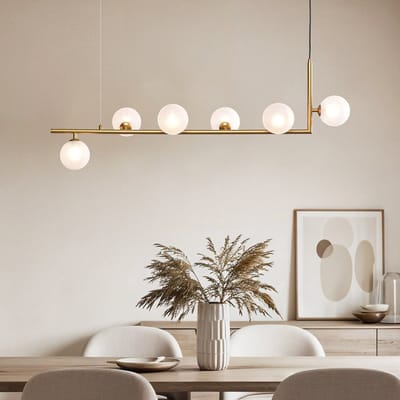 LumenXL Design hanglamp Marcus - melkwit glas, 6-lichts
