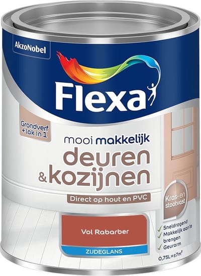 Flexa - Mooi Makkelijk Deuren & Kozijnen Zijdeglans - Vol Rabarber - Mengverf - 750 Ml