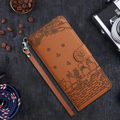 Portemonnee Kat Embossed Kaartsleuf Magnetische Flip Lederen Hoesje Voor iPhone 16 Pro Max 15 Plus 14 13 Mini 12 11 SE X XS Max XR 8 7 iPhone 16 Pro Max