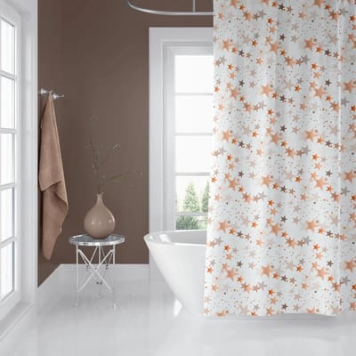 Casabueno 6812 - Douchegordijn 120x200 cm - Ster - met ringen - Waterdicht - Sneldrogend en Anti Schimmel -Wasbaar en Duurzaam