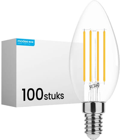 Modee E14 LED Lamp 7W - 806lm - 2700K - Warm Wit - LED Filament Kaarslamp B35 - Vervangt 115W Halogeen Gloeilamp - 100 stuks