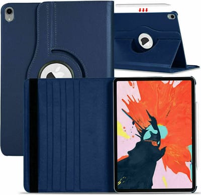 iPad Air 2022 Hoes 360 Graden Draaibare Donker Blauw - iPad Air 5 hoes bookcase met standaard - iPad air 5 case 5e generatie hoes - iPad Air 2022 / Air 2020 hoes 10.9 - hoes iPad Air 5 2022 - hoesje iPad Air 4 / 5