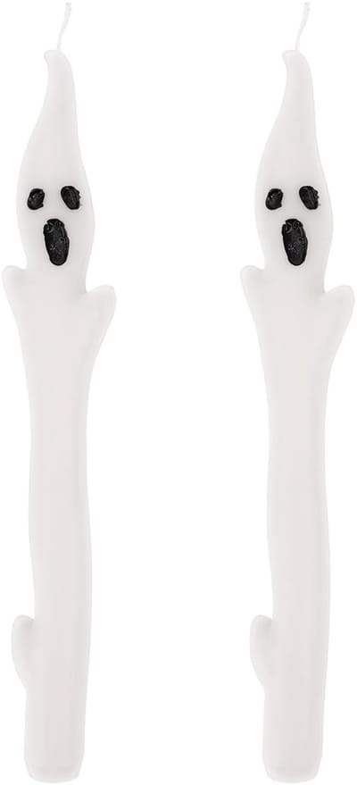 Dailygoods- Spookkaarsen 25cm - 2 Stuks - Witte/Zwarte Kaarsen - Halloween Decoraties - Soja Wax Blend - Grappige Tafeldecoraties