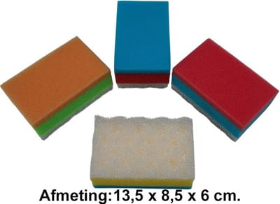 Rojafit Massagespons - Rechthoek - Voordeelset 3 Stuks!! - Extra Dik - Multicolor - Afmeting: 13,5 x 8,5 x 6 cm.