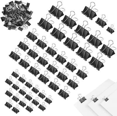 Foldback nietjes 150 stuks - 15 mm, 19 mm, 25 mm - Metalen klemmen voor papierorganisatie