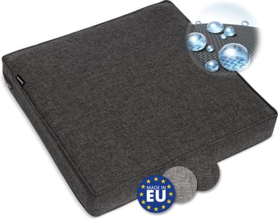 bomoe ilano – Outdoor Lounge Zitkussen 50x50cm – Tuinkussen 8cm dik, Wasbaar & UV Bescherming – Antraciet