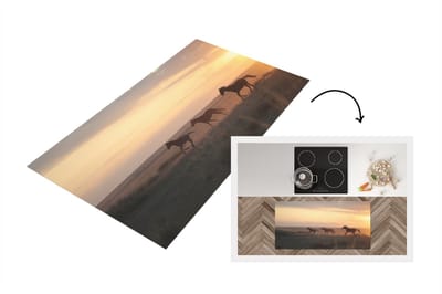 Keukenloper - Loper keuken - Wilde paarden rennen in een grasveld - 120x60 cm - Keukenloper vinyl