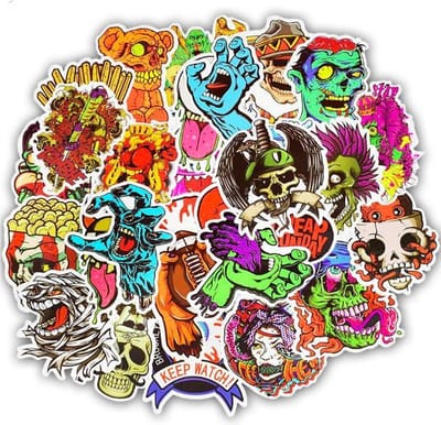 ProductGoods - 50 Stuks Graffiti Skelet Stickers - Muur Decoratie - Koffer Decoratie - Laptop Decoratie - Koelkast Decoratie - Stickervellen - Graffiti