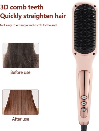 Verwarmende Gladstrijker Borstel - Haarstyler met Negatieve Ionen - 120-220°C PTC Verwarming - 3D Tanden - 360° Draaibare Kabel - Automatische Uitschakeling - Voor Alle Haartypes