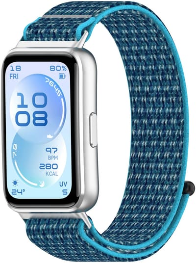 Strap-it Nylon band geschikt voor Huawei Band 11 / Huawei Band 11 Pro (Oceaanblauw)