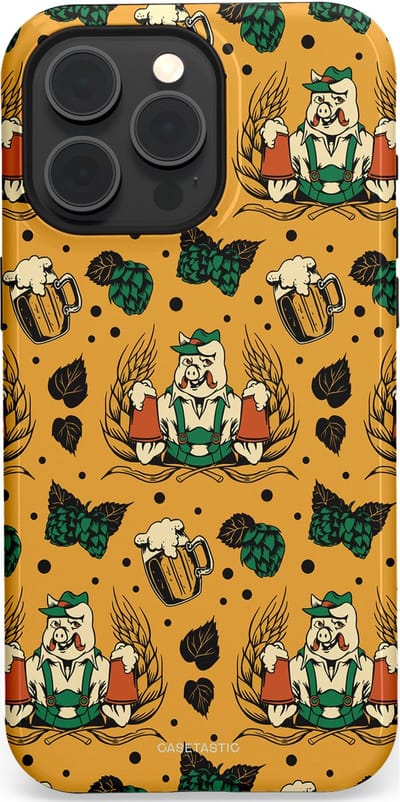 Casetastic hoesje geschikt voor Apple iPhone 15 Pro Max - MagSafe - Dubbellaagse bescherming - Oktoberpret - Fashion Case - Goud Taupe Donkergroen Donkergrijs