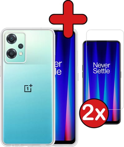 Hoesje - Met 2x Screenprotector - Geschikt voor OnePlus Nord CE 2 Lite - Sterk & Shockproof - Telefoon Hoes - Back Cover - Siliconen Case - Telefoonhoes - Transparant