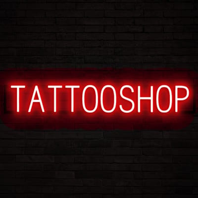 TATTOOSHOP - Lichtreclame Neon LED bord verlicht | SpellBrite | 101,26 x 16 cm | 6 Dimstanden & 8 Lichtanimaties | Reclamebord neon verlichting