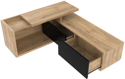 Merax Modulaire TV-Kast met LED-Verlichting - Uitschuifbaar Ontwerp - 2-in-1 Flexibele Opstelling - 2 Meter Breed - Opbergruimte - Houtlook - Modern Design