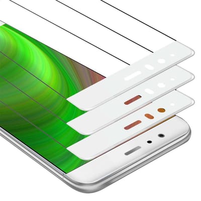 Cadorabo 3x Screenprotector geschikt voor Huawei P9 Volledig scherm pantserfolie Beschermfolie in TRANSPARANT met WIT - Getemperd (Tempered) Display beschermend glas in 9H hardheid met 3D Touch