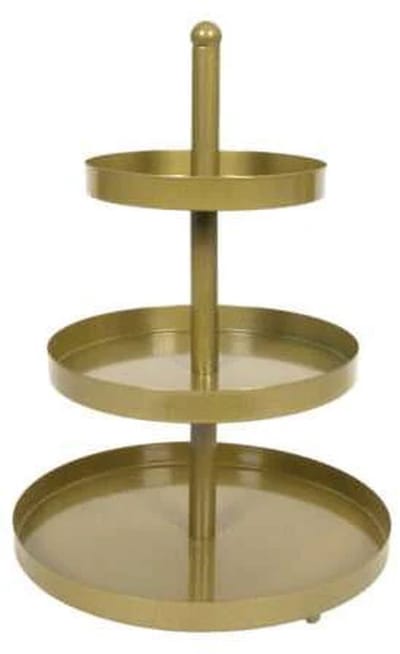 Cookinglife Etagere Food for Fun Goud - Ø 15, 20 & 25 cm - 3-laags 35 cm Hoog - Metaal Serveertoren voor Hapjes en Petit Fours