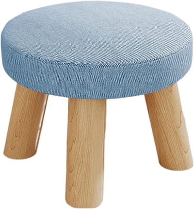 Make-up kruk - Ottomaanse voetsteun - Ontspanning Zitten - Massief Houten Frame - 23.6 x 19.7 cm - Linnen Beige