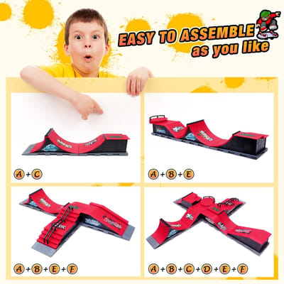 Dailygoods- Vingerskateboard Rampset - Mini Skateboard Ramp - Vingerboard Skate Park - 2 x Vingerskateboard - 1 x Vingerscooter - Inclusief Reservewielen en Gereedschap