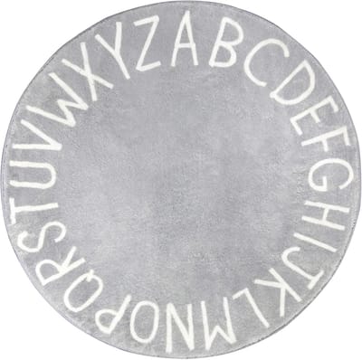 Rond kinderspeeltapijt alfabet voor peuters en kinderen - extra groot, zacht en veilig kruipkleed (180 cm, grijs)
