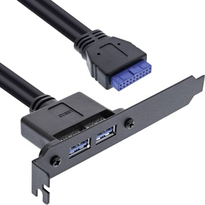InLine® Slot-beugel 2x USB 3.2 Gen.1 A-vrouwelijk / interne moederbordst. 0,5 m