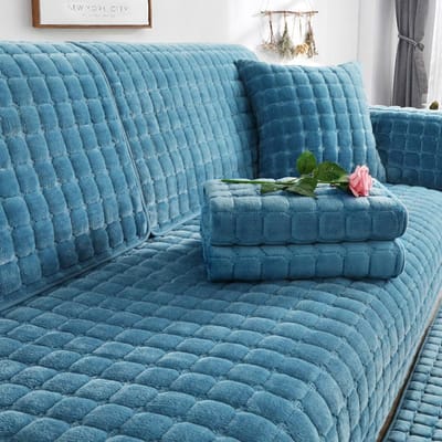 Zachte pluche bankhoes bankkussen universele bankhoezen vier seizoenen antislip winter bankkussenhoes 70*70CM donkerblauwe kleur